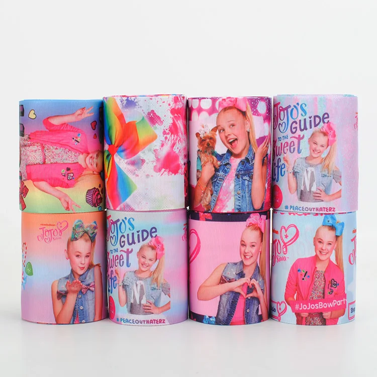 

10 yards NEW Random set 10 style X 1yard 3'' 75mm JoJo cartoon printed grosgrain ribbon,