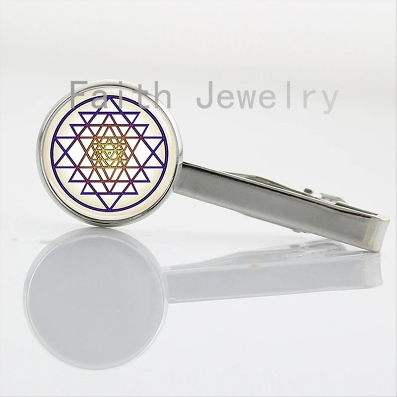 

2016 latest fashion Lotus Sri Yantra tie clips Buddhist Mandala flower art Necktie Bar Clasp Clamp Pin Mother Father gifts NS129