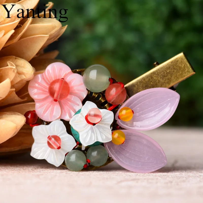 Yanting этнические заколки для волос для женщин медный сплав цветная цветок, с павлином шпильки с перьями и заколки Винтажные заколки для волос ювелирные изделия 066