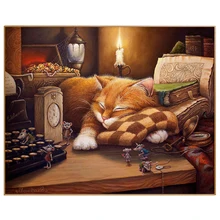 MOLEK DIY картина маслом по номерам комплект спящий Кот абстрактная акриловая Картина на холсте домашний декор настенная работа для гостиной