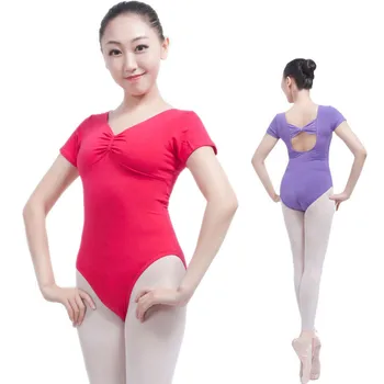 

New Adult Gymnastics Leotard Ballet Dance Costumes Ladies Girls Bowknot Sexy V-neck Hollow Back Ballerina Leotards Women Hot