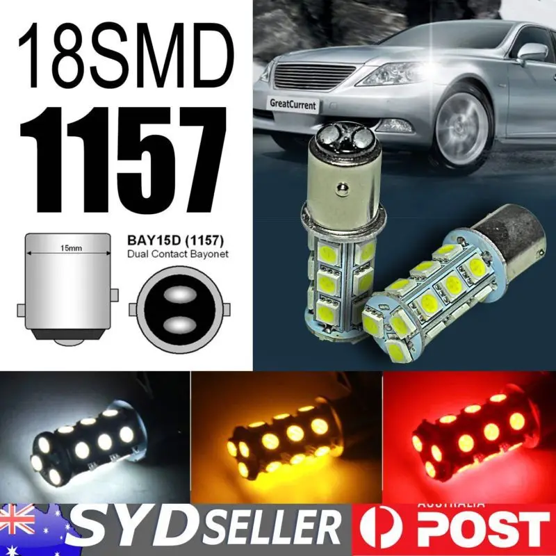 2x Amber 1157 BA15D 18-5050 SMD LED Brake Parker Tail Reverse Lamp | Автомобили и мотоциклы