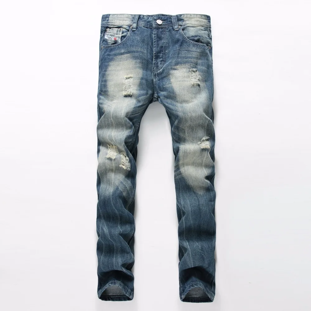 2019 New Arrival Large Size 38 Men Jeans Ripped Loose Hip-hop Cotton Jeans Men ripped Designer Brand White Jeans