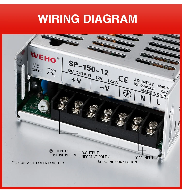 SP-150-48) внутренний стиль 85-264VAC вход 48 вольт постоянного тока Светодиодный источник питания с PFC Импульсный источник питания 150 Вт 48 В