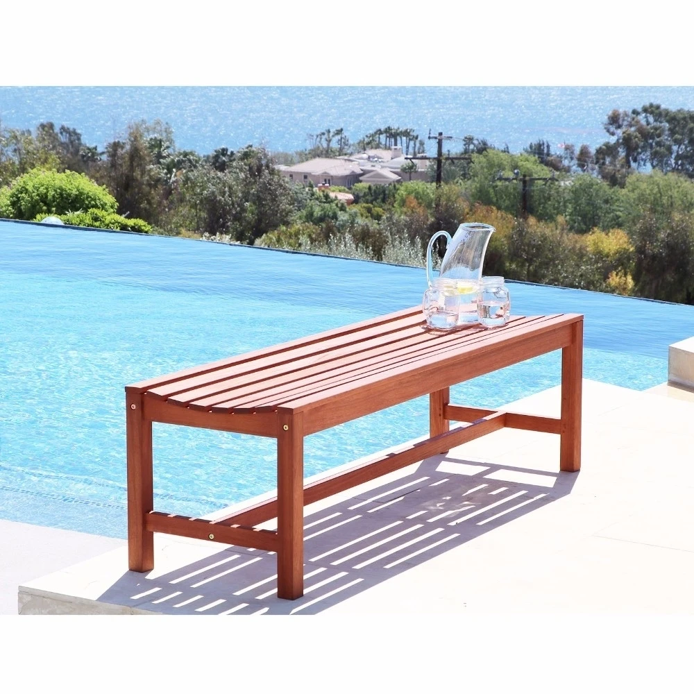 Malibu Eco-friendly 4-foot Backless Outdoor Hardwood Garden Bench V1640