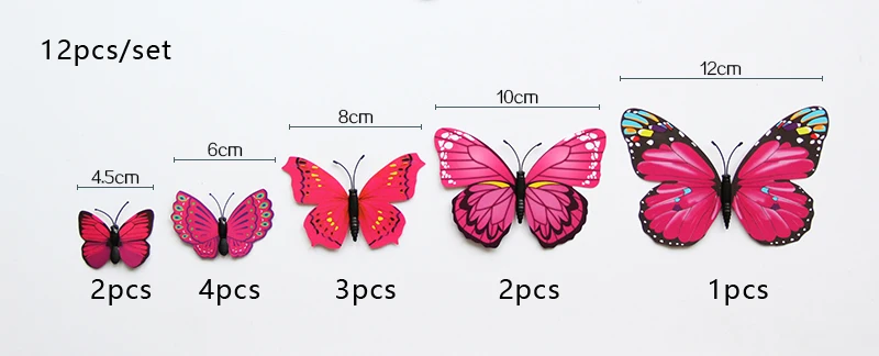 Рождественский Декор, 12 шт., ПВХ, 3d бабочка, Настенный декор, бабочки, настенные наклейки, художественные наклейки, украшение для дома, комнаты, стены, искусство