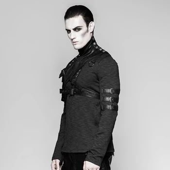 

Vintage Men's Black PU Leather Neck Shoulder Belts Metal Buttons Clothing Accessory Party Cosplay Scarves