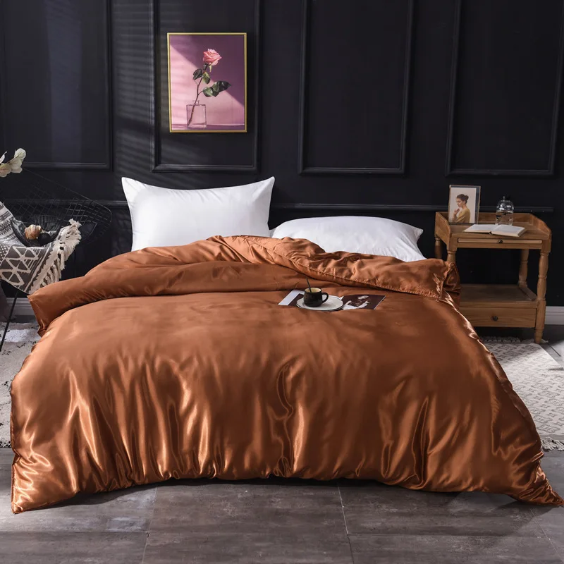 1pcs Ice Silk Duvet Cover Seamless Luxury Various styles queen king quilt Cover free shipping - Color: KF