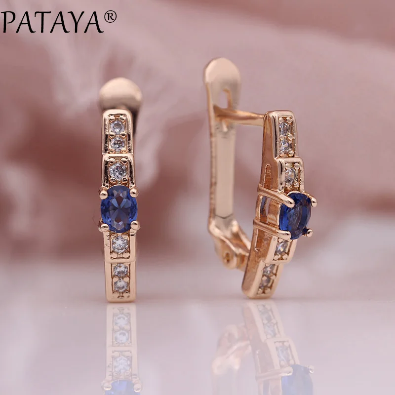PATAYA New Oval Green Earrings Women Fashion Wedding Cute Fine Jewelry 585 Rose Gold Multicolor Natural Zircon Dangle Earrings - Image 2