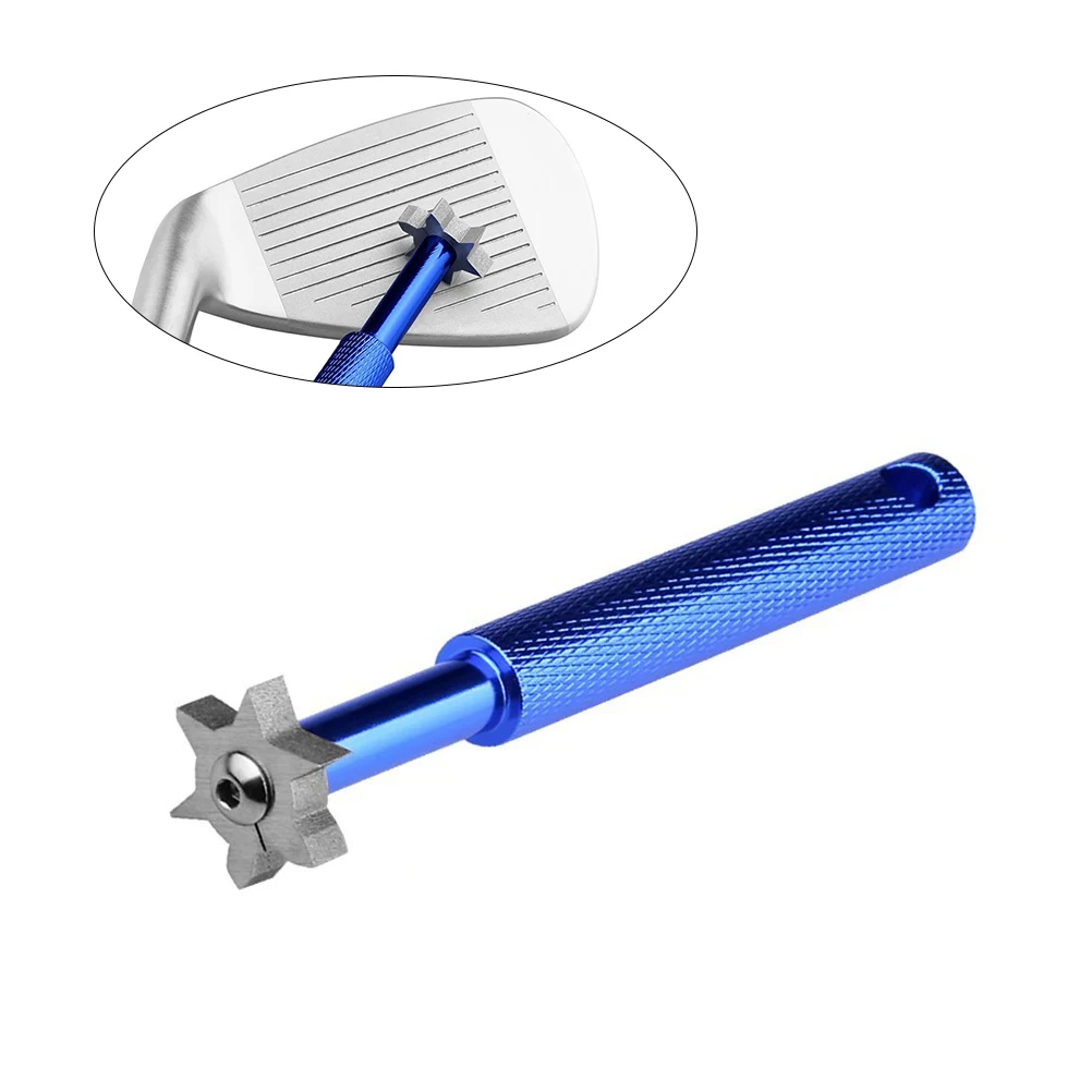 

Golf Club Groove Sharpener Golf Club Re-Grooving Cleaning Tool with 6 Cutters (Blue)