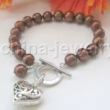 " 9-10 мм кофе круглый браслет перлы пресной воды-GP claspNoble стиль Природный Изысканные jewe Быстрая