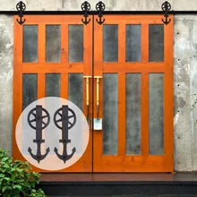 LWZH 16FT/18FT/20FT Sliding Closet Wood Door Anchor Shaped with Big Rollers Hardware Kits for Sliding Barn Double Door
