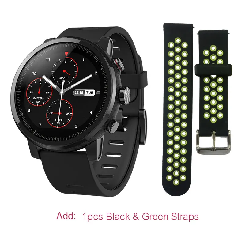 Английская версия Huami Amazfit умные часы Stratos 2 gps PPG пульсометр 5ATM водостойкие спортивные Smartwatch - Цвет: Version2Black.Green.