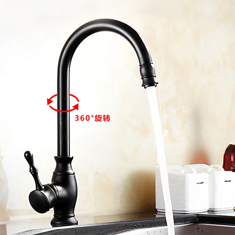 

AUSWIND Vintage Black Kitchen Faucet Soild Brass Classical 360 degree rotating Kitchen Mixer Tap Water Faucet Deck Mounted
