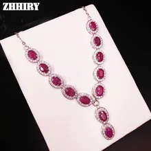 Натуральный рубин драгоценный камень ожерелье женщина драгоценный камень кулон Твердые 925 пробы серебро Fady's ювелирные изделия