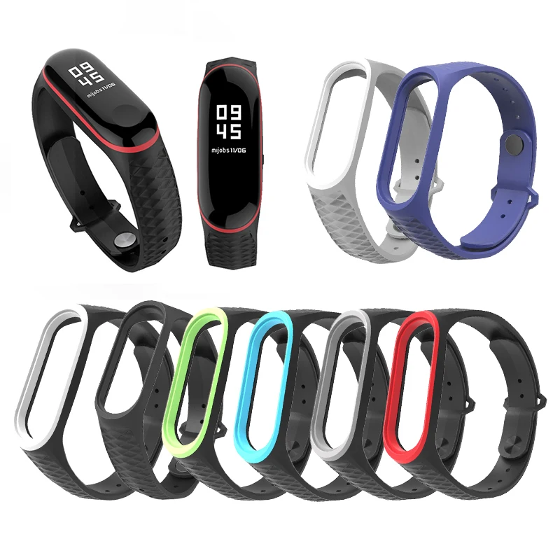 Сменный силиконовый ремешок для часов Xiaomi Mi Band 4 два цвета из ТПУ умных спортивный