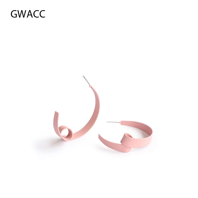 

GWACC Candy Color Knot Drop Earrings Twisted Round Circle Matte Personality Geometric Long Big Earrings For Women Fashion boho