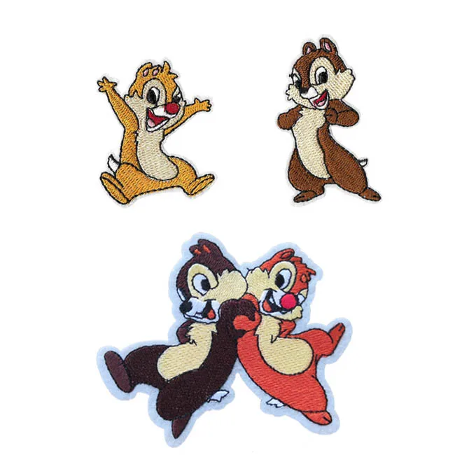 

two naughty squirrel embroidered iron on patch, lovely cartoon animal character fabric badge jacket jean DIY clothing patch