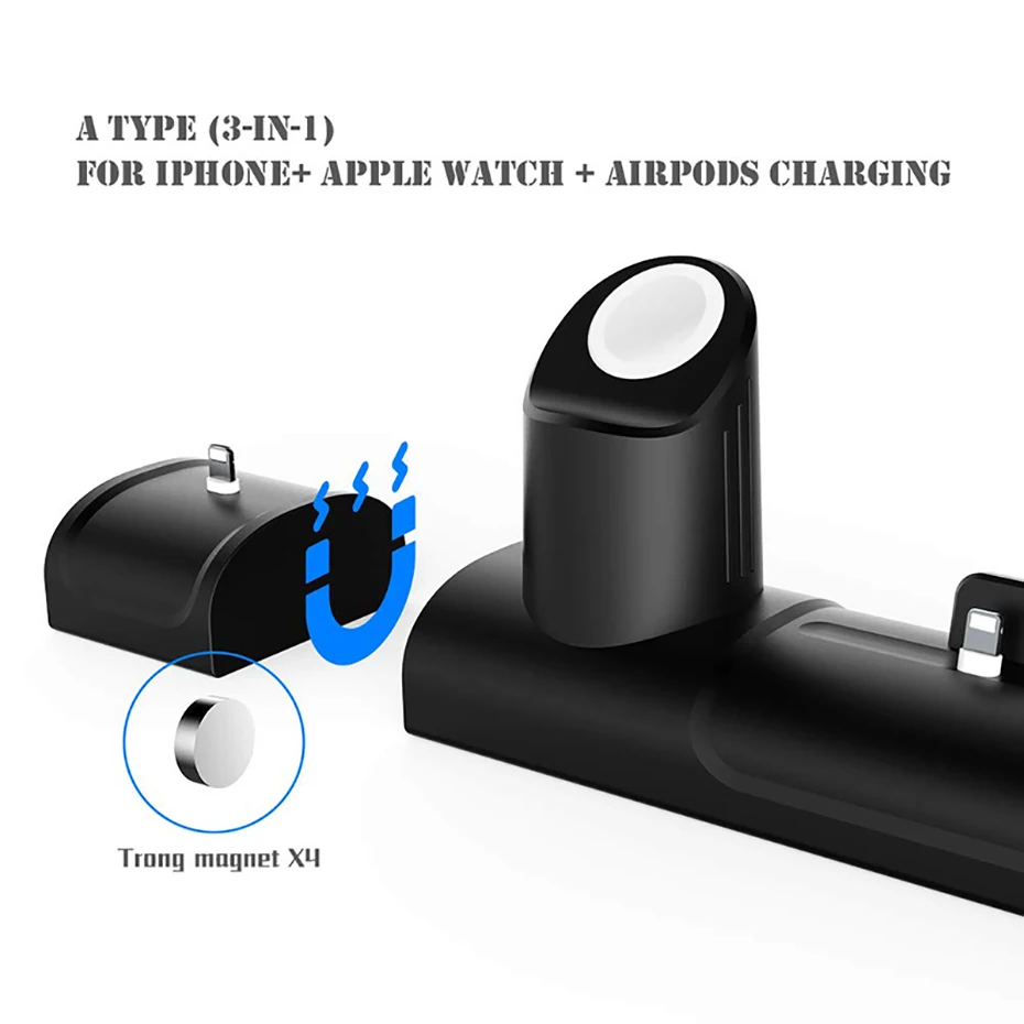 3 в 1 Зарядная подставка для Airpods Pro силиконовая док-станция для зарядки для Iphone 11 Iphone 11 Pro зарядное устройство держатель для Apple Watch 5