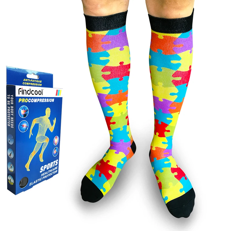 

Findcool Unisex Sports Socks Running Marathon Cycling Climbing Crossfit Long Compression Breathable Deodorant Basketball Socks