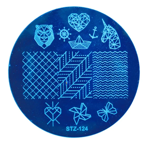 1 шт., штамповочная пластина для ногтей, сделай сам, изображение, круглый шаблон, палитра из нержавеющей стали, для дизайна ногтей, штамп, инструменты для переноса лака, STZ31-55 - Цвет: STZ124