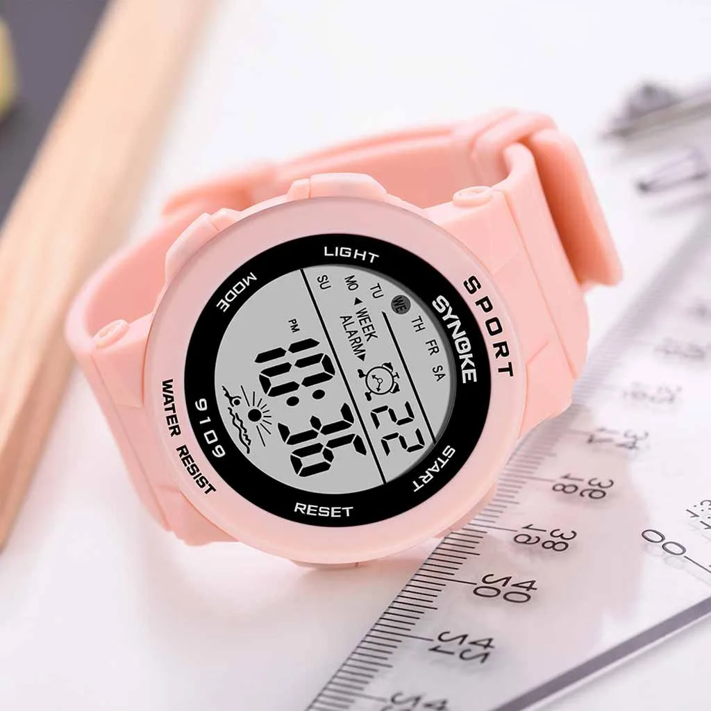 hello kitty women Fashion watch kids Colorful Luminous Multi Function Cherry Powder Electronic Watch children zegarek dzieciecy