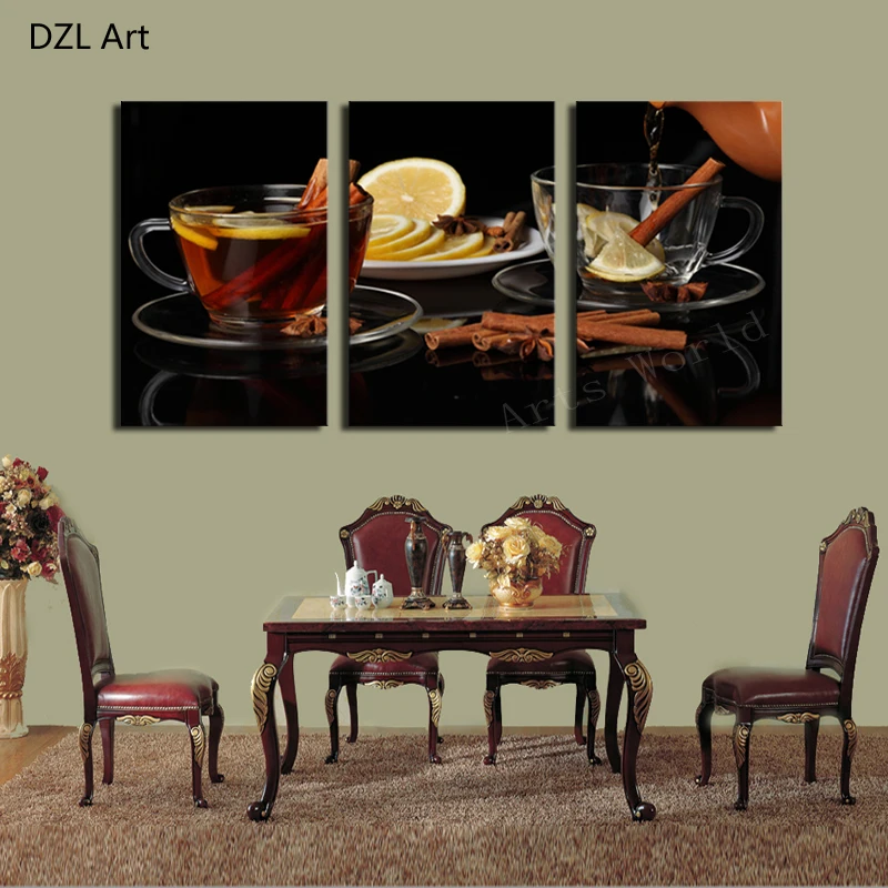 3 Piece Tea Restaurant Adornment HD Wall Picture Home DecorArt Print