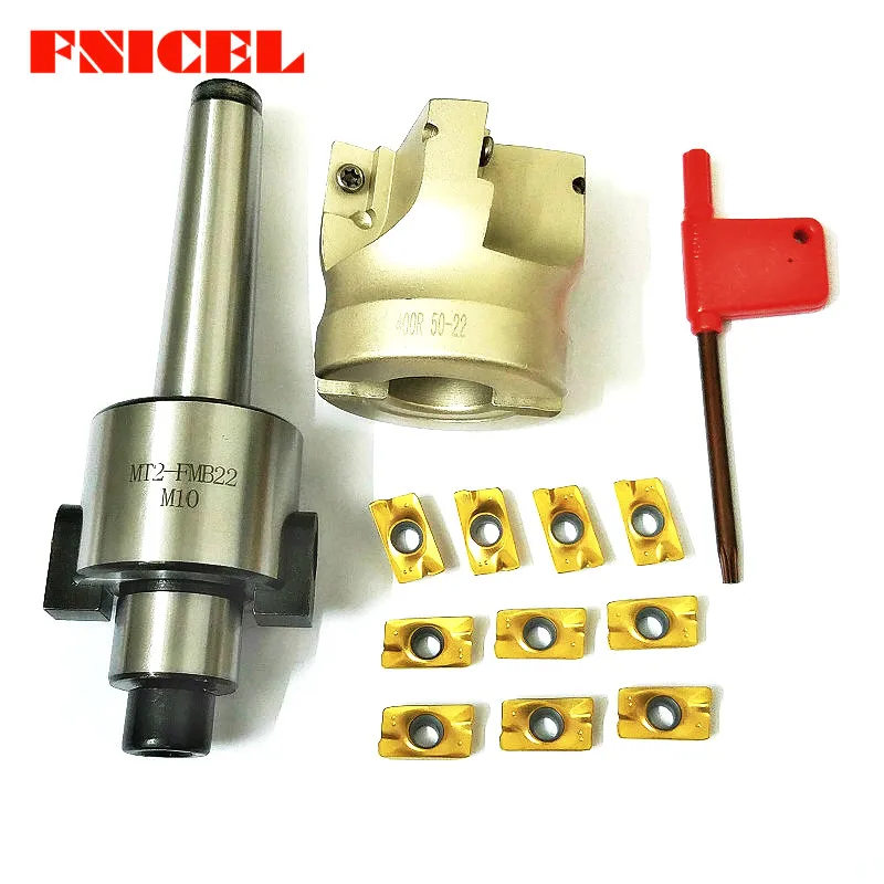 US $42.12 4 Flutes Mt2 400r Face End Mill Cutter 50mm 10pcs Apmt1604 Carbide Inserts With Wrench For Milling Tool