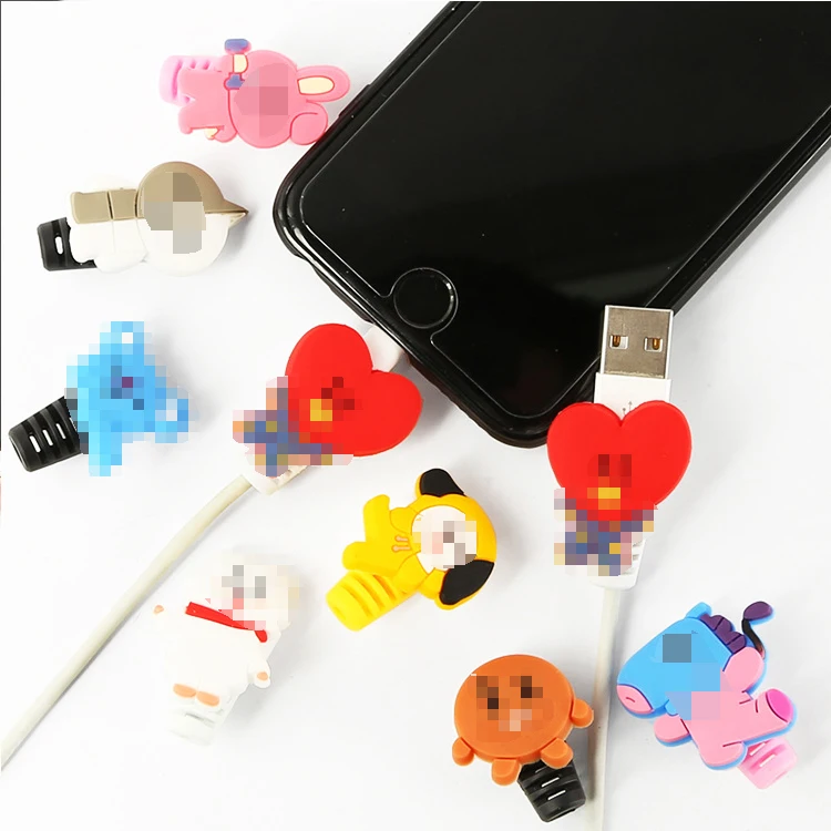 

New Charger Cable Winder Protective Case For iPhone KPOP TATA RJ Data line Protector Earphone Cord Cable Wire Protection Sleeve