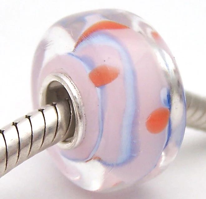

YJG119 Cylinder 100% S925 Sterling Silver Beads Murano Glass beads Fit European Charms Bracelet charms diy jewelry Lamp-work