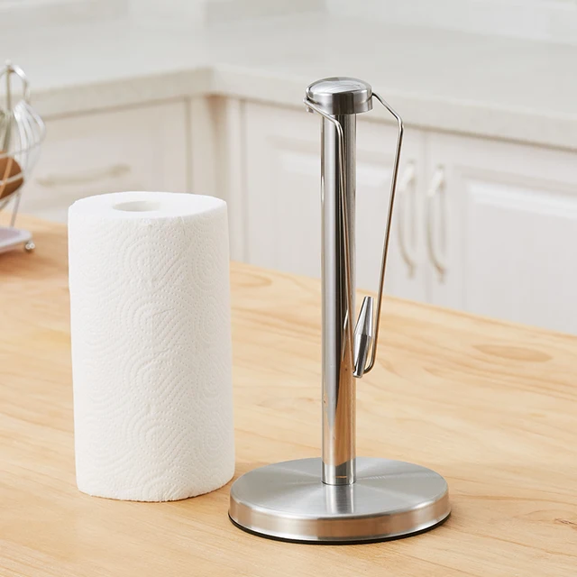 Online Non Slip Stainless Steel Paper Towel Stand Holder Non Slip Stainless Steel Paper Towel Stand Holder Kitchen Tissue Wiping Rack Disposable Roll Dispenser Organizer
