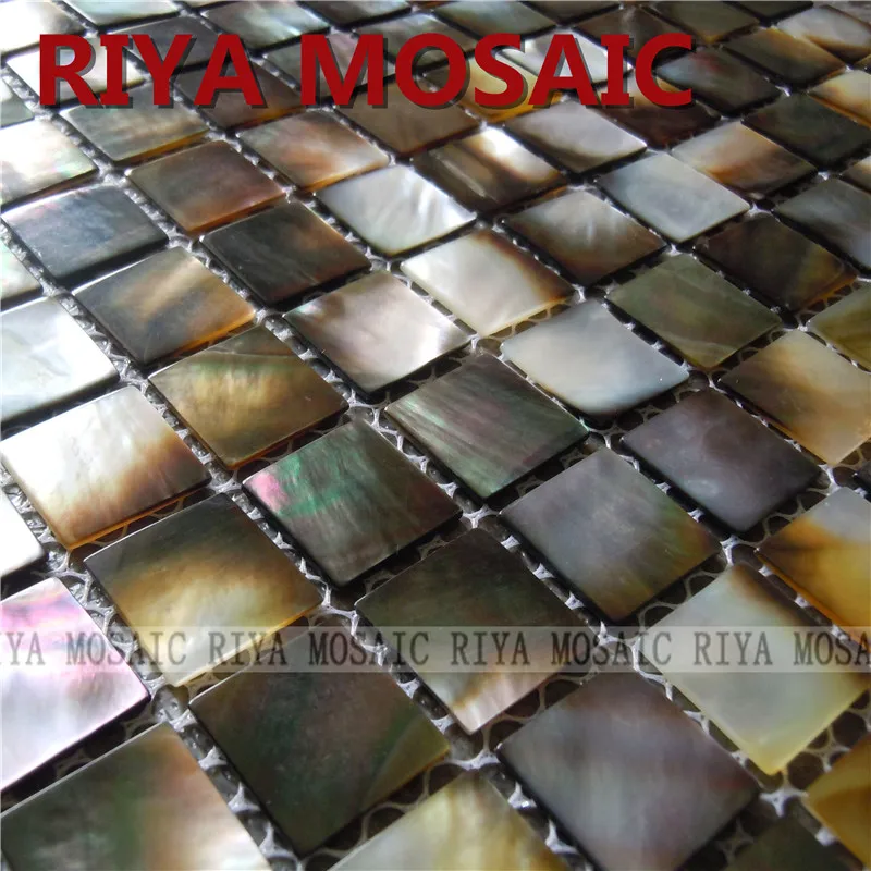 Free Shipping RIYA 100% blacklip sea shell natural black color mother of pearl mosaic tile for interior house wall 11pcs/lot
