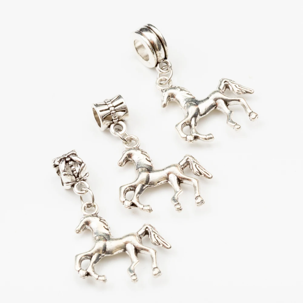 30pcs horse Vintage silver Bead Charm fit for Pandora style charm