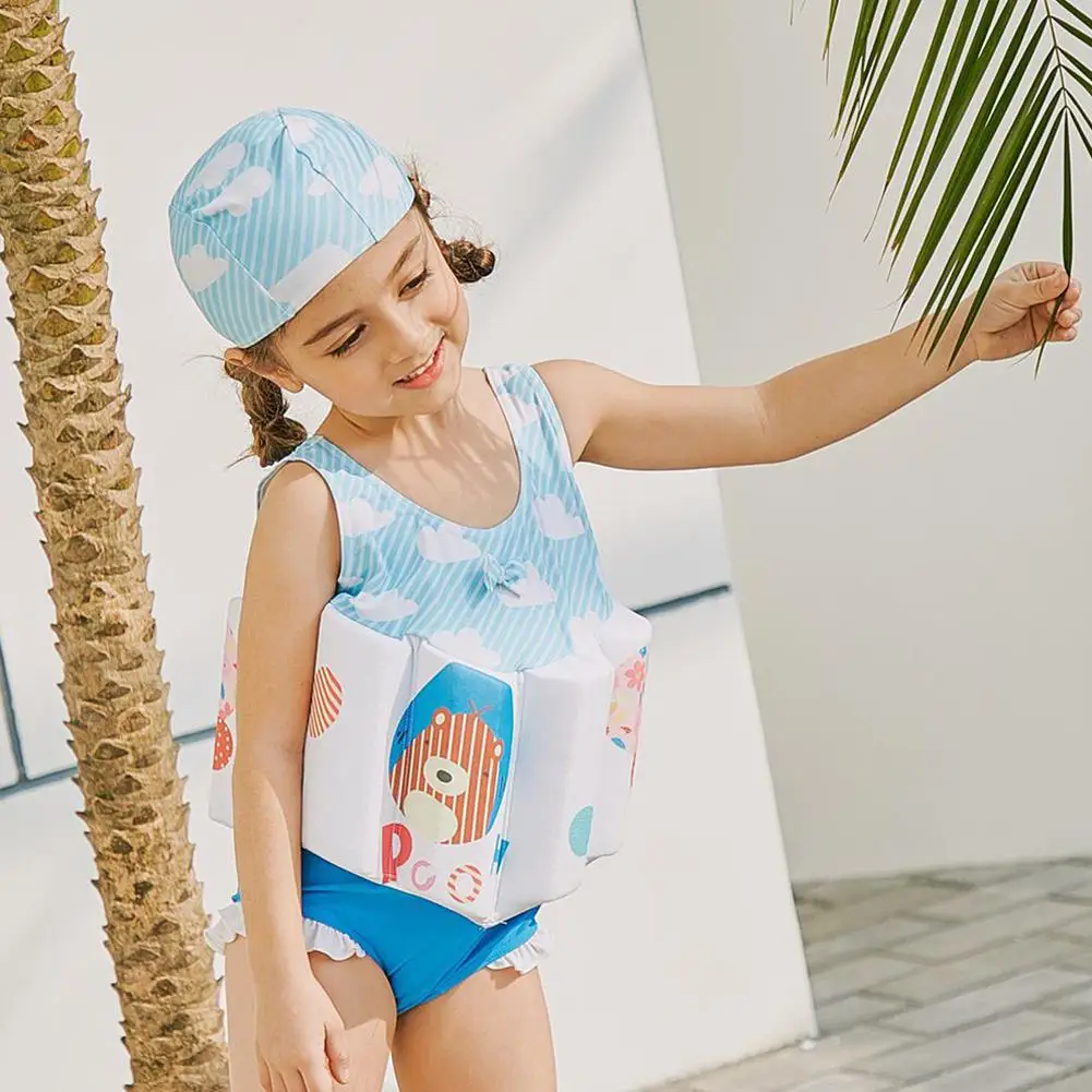 LeadingStar/детский купальный костюм для девочек с кикбордом, комплект с шапкой, купальный костюм, бикини, плавающая одежда для плавания, плавательный бассейн - Цвет: 100CM