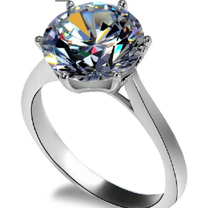 

THREEMAN Solid White Gold 750 Jewelry 4Ct Famous Crown Moissanite Ring Engagement Ring for Women Wedding Jewelry