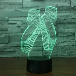 Балетки модель обуви 3D USB видения оригинальная Ночная подсветка регистрации Lamparas 7 цветов Сменные Детские спальные освещения для девочек