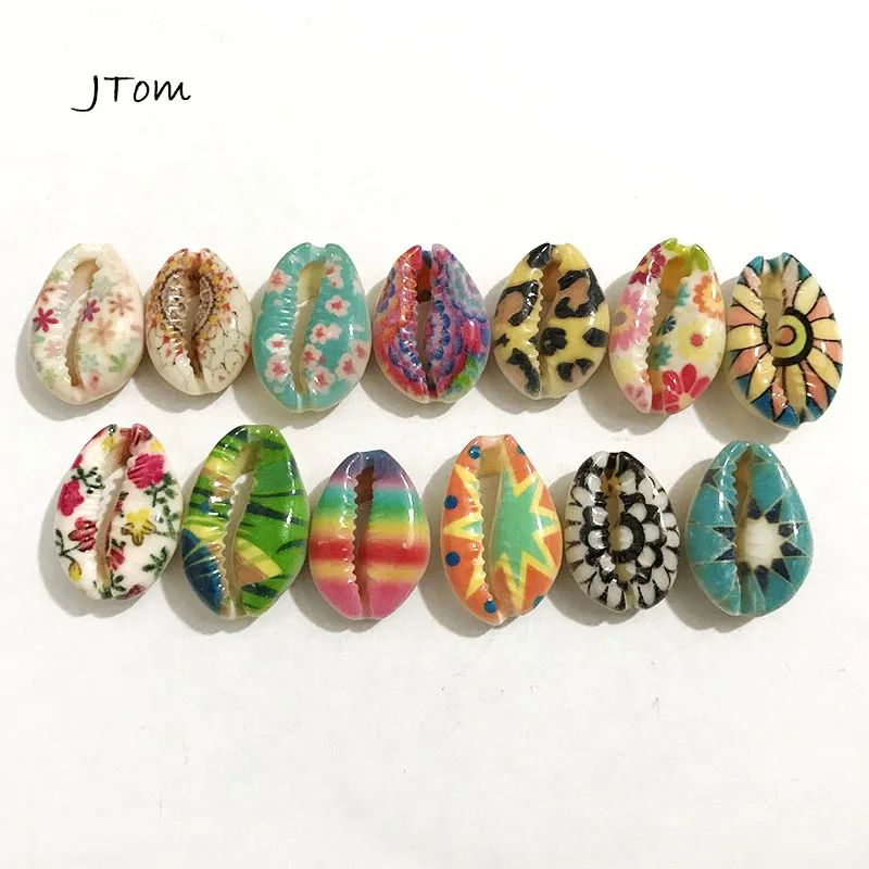 

12pcs/Lot Multi Prints Natural Puka Cowrie Sea Shell Beads for DIY Jewelry Making Fashion Accessories Wholesale 2019