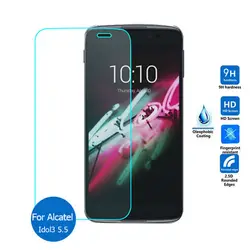 2.5D 0,3 мм закаленное стекло для Alcatel one touch idol 3 idol 3 5,5 "экран протектор гвардии плёнки спереди чехол + clean наборы