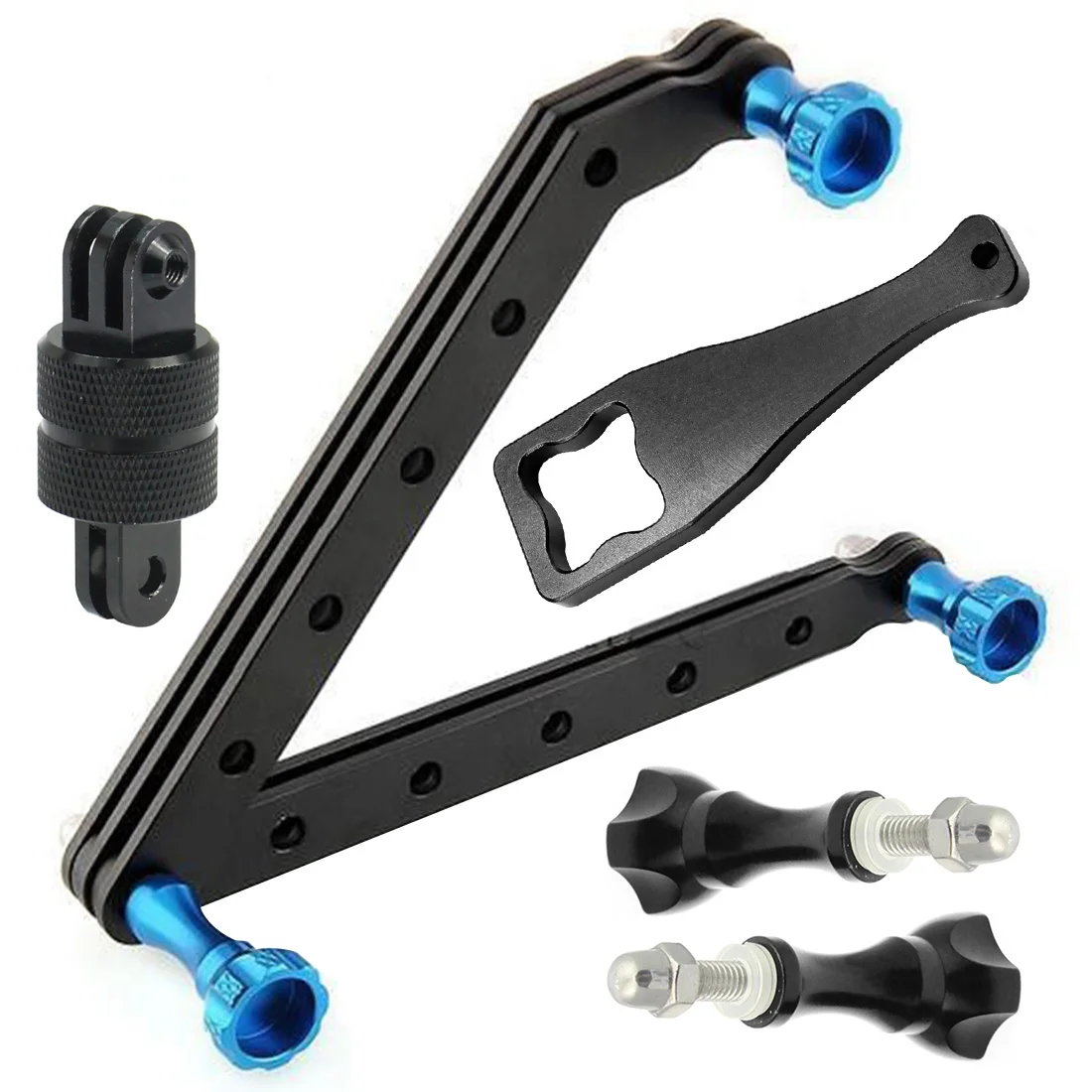 

Aluminum 3 Way Selfie Stick Extension Arm & Mini Tripod Mount 360 Degree Rotation for Gopro Hero 5 4 3 3+ SJCAM Xiaoyi Camera