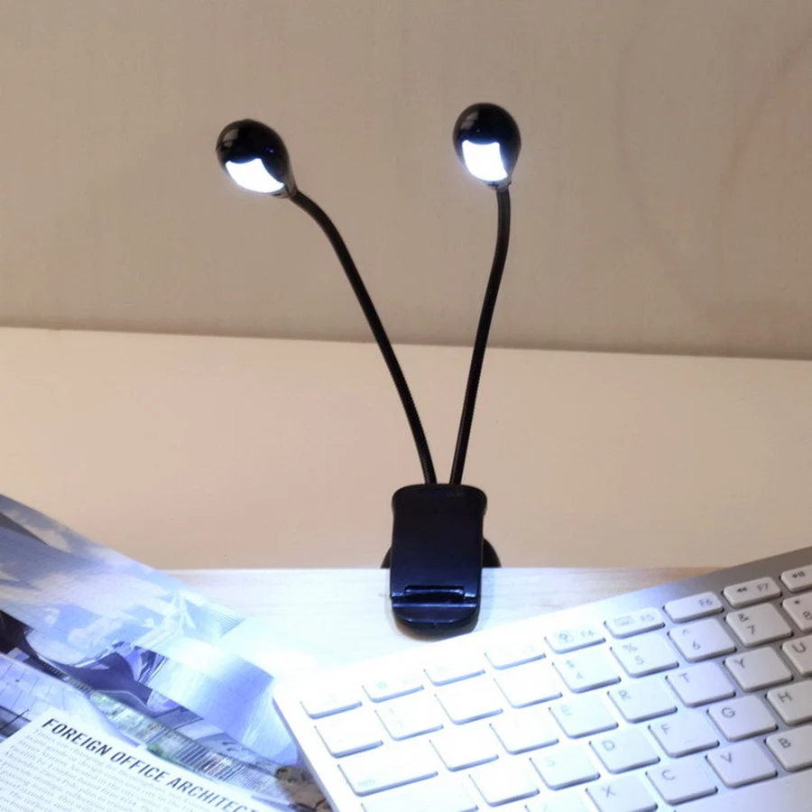 Flexible Clip on LED Table Desk Lamp Light 4 LEDs Book Reading Light