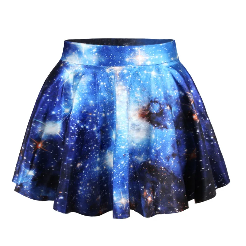 Новая мода 3D галактика юбка мини летняя юбка Faldas Галактика Женская юбка повседневные плиссированные юбки - Цвет: 2