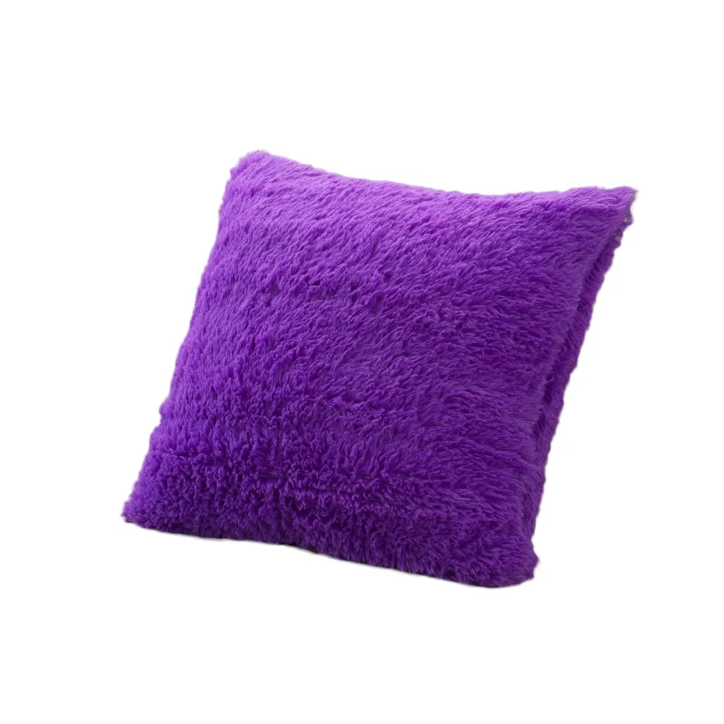 Soft Plush Bedroom Decorative Pillow Case Square Pillow Cover Plush solid color For Living Room TV Backdrop Decora Hot - Цвет: Purple