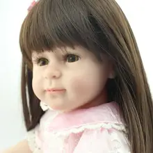 50 см силиконовые возрождается младенцы Куклы прекрасные длинные волосы девушка розовое платье принцессы подарок bonecas Brinquedos Для детей