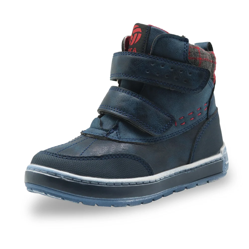 Apakowa Kids Autumn Spring Ankle Boots for Boys Children Motorcycle Hook and Loop Anti-slip Outdoor Hiking Boots Boy's Footwear