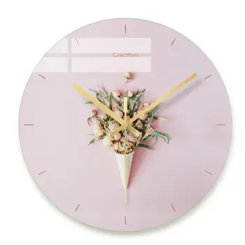 

Creative Nordic Pink Plant Wall Clock Fashion Flowers Cactus Glass Clocks Home Office School Decoration Fun Gifts Dropshipping