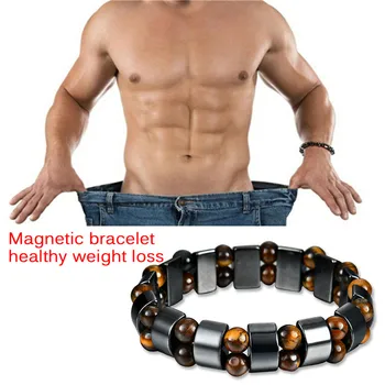 

Weight Loss Round Black Stone Magnetic Therapy Bracelet Health Care Luxury Charm Bracelets for Women Man