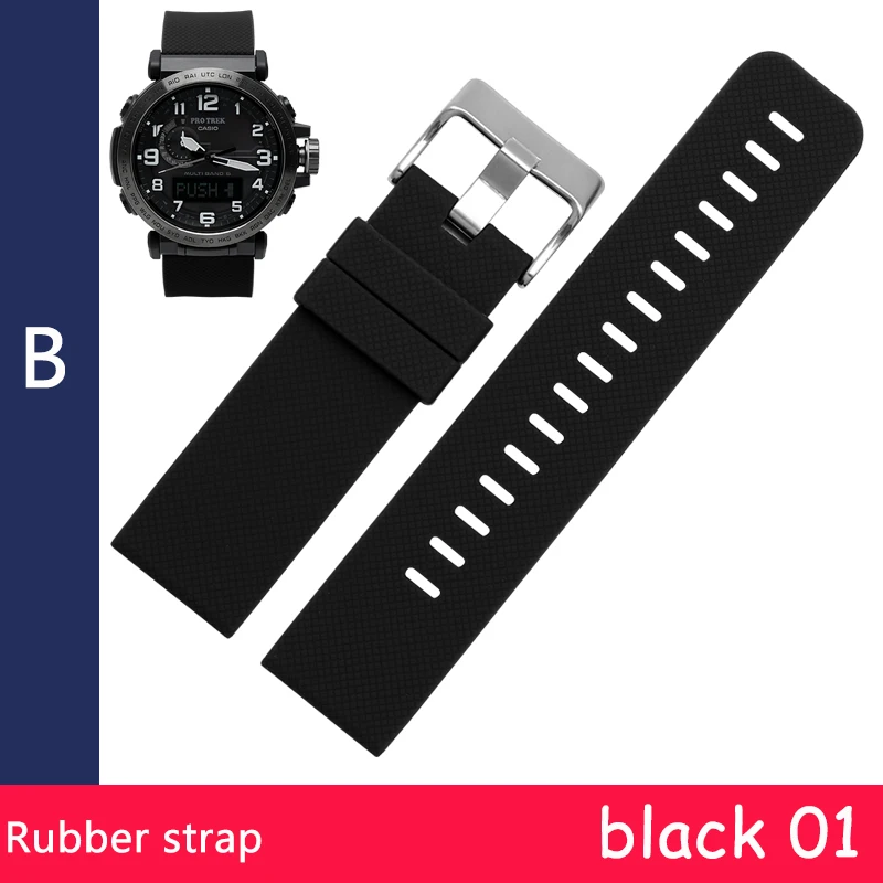 Высококачественный ремешок для часов CASIO PRG-600YBE-5 PRW-6600 мужские часы нейлоновый ремешок резиновый браслет - Цвет ремешка: black 01 B