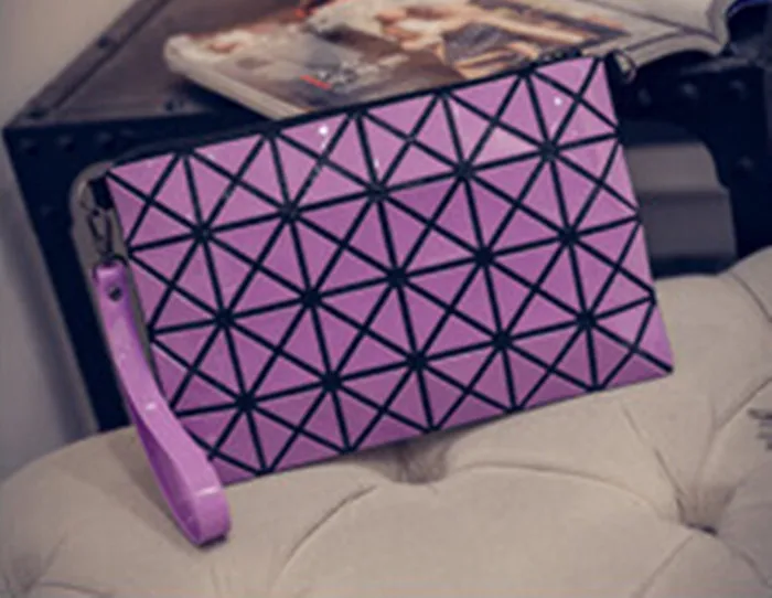 Корейский модный складывающийся стеганый клатч с геометрическим рисунком, сумки разных цветов для женщин - Цвет: Фиолетовый