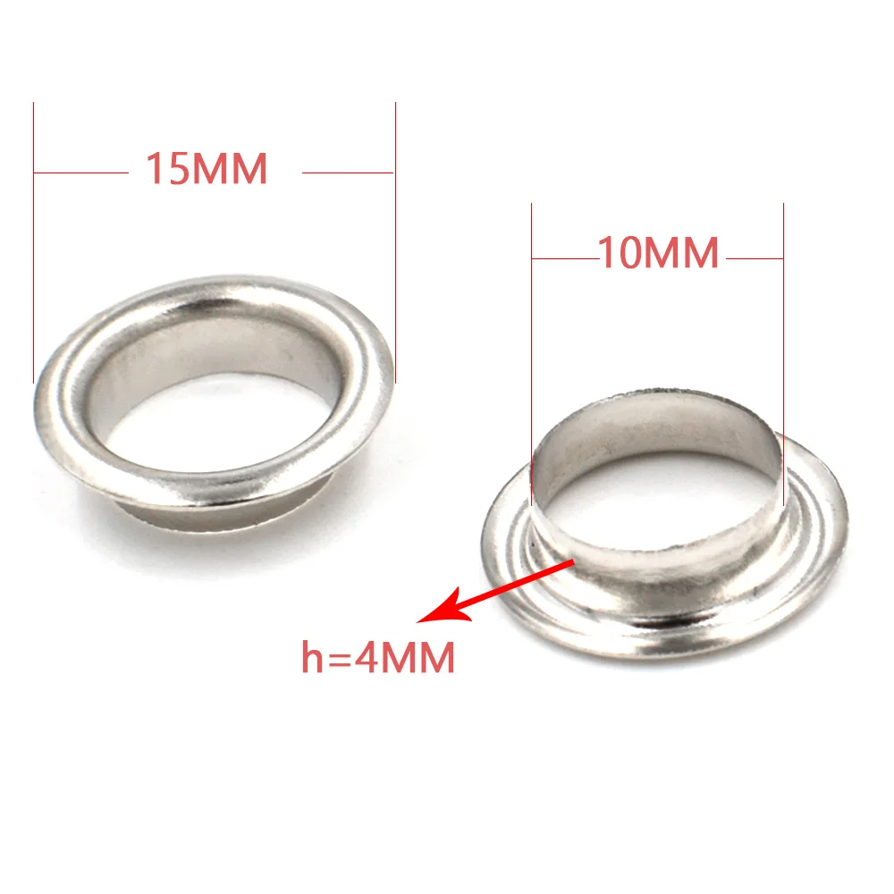 

(100 pieces/lot) An inner diameter of 10mm eyelets. Gas buttons. Metal pores. Hollow rivets. Shoebox pores. Wearing rope hole.