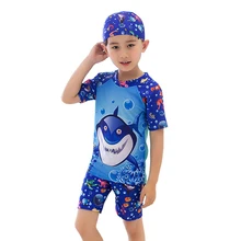 От 2 до 13 лет комплект из двух предметов для мальчиков; одежда для купания; крутой детский купальный костюм с принтом акулы; детский купальный костюм с короткими рукавами; купальный костюм для малышей